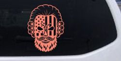 Patriotic USA Flag Skull with Powdered Wig Car or Truck Vinyl Window Decal Sticker (Coral)