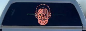 Patriotic USA Flag Skull with Powdered Wig Car or Truck Vinyl Window Decal Sticker (Coral)