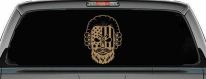 Patriotic USA Flag Skull with Powdered Wig Car or Truck Vinyl Window Decal Sticker (Light Brown)