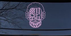 Patriotic USA Flag Skull with Powdered Wig Car or Truck Vinyl Window Decal Sticker (Lilac)