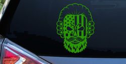 Patriotic USA Flag Skull with Powdered Wig Car or Truck Vinyl Window Decal Sticker (Lime)