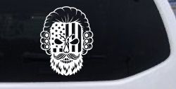 Patriotic USA Flag Skull with Powdered Wig Car or Truck Vinyl Window Decal Sticker