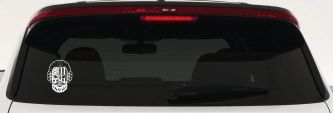 Patriotic USA Flag Skull with Powdered Wig Car or Truck Vinyl Window Decal Sticker (White)