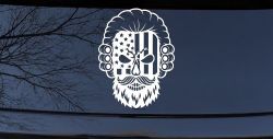 Patriotic USA Flag Skull with Powdered Wig Car or Truck Vinyl Window Decal Sticker