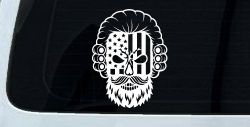 Patriotic USA Flag Skull with Powdered Wig Car or Truck Vinyl Window Decal Sticker