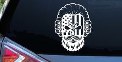 Patriotic USA Flag Skull with Powdered Wig Car or Truck Vinyl Window Decal Sticker