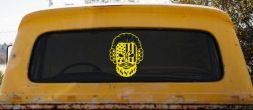 Patriotic USA Flag Skull with Powdered Wig Car or Truck Vinyl Window Decal Sticker (Yellow)
