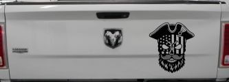Patriotic USA Flag Skull with Revolution Hat Car Truck Vinyl Window Decal Sticker (Black)