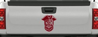 Patriotic USA Flag Skull with Revolution Hat Car Truck Vinyl Window Decal Sticker (Burgundy)