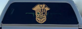 Patriotic USA Flag Skull with Revolution Hat Car Truck Vinyl Window Decal Sticker (Light Brown)