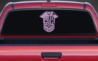 Patriotic USA Flag Skull with Revolution Hat Car Truck Vinyl Window Decal Sticker (Lilac)
