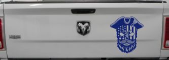 Patriotic USA Flag Skull with Revolution Hat Car Truck Vinyl Window Decal Sticker (Navy)