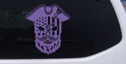 Patriotic USA Flag Skull with Revolution Hat Car Truck Vinyl Window Decal Sticker (Purple)