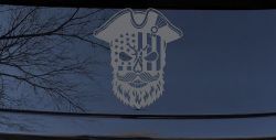 Patriotic USA Flag Skull with Revolution Hat Car Truck Vinyl Window Decal Sticker (Silver)