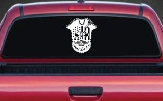Patriotic USA Flag Skull with Revolution Hat Car Truck Vinyl Window Decal Sticker