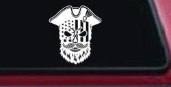 Patriotic USA Flag Skull with Revolution Hat Car Truck Vinyl Window Decal Sticker