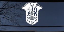 Patriotic USA Flag Skull with Revolution Hat Car Truck Vinyl Window Decal Sticker