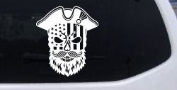 Patriotic USA Flag Skull with Revolution Hat Car Truck Vinyl Window Decal Sticker