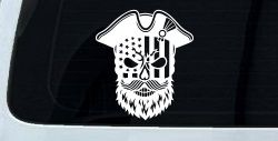 Patriotic USA Flag Skull with Revolution Hat Car Truck Vinyl Window Decal Sticker