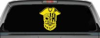 Patriotic USA Flag Skull with Revolution Hat Car Truck Vinyl Window Decal Sticker (Yellow)