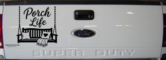 Porch Life with Porch Swing Car or Truck Vinyl Window Decal Sticker (Black)