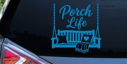 Porch Life with Porch Swing Car or Truck Vinyl Window Decal Sticker (Blue)