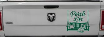 Porch Life with Porch Swing Car or Truck Vinyl Window Decal Sticker (Dark Green)