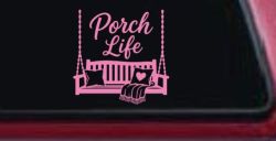 Porch Life with Porch Swing Car or Truck Vinyl Window Decal Sticker (Pink)