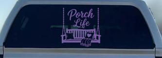 Porch Life with Porch Swing Car or Truck Vinyl Window Decal Sticker (Purple)