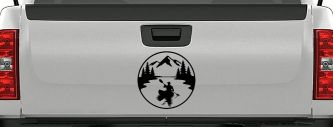 Man Kayaking in Mountains Car or Truck Vinyl Window Decal Sticker (Black)