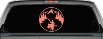 Man Kayaking in Mountains Car or Truck Vinyl Window Decal Sticker (Coral)