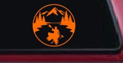 Man Kayaking in Mountains Car or Truck Vinyl Window Decal Sticker (Orange)