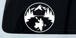 Man Kayaking in Mountains Car or Truck Vinyl Window Decal Sticker