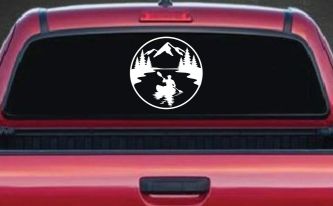 Man Kayaking in Mountains Car or Truck Vinyl Window Decal Sticker