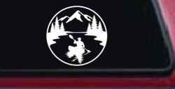 Man Kayaking in Mountains Car or Truck Vinyl Window Decal Sticker