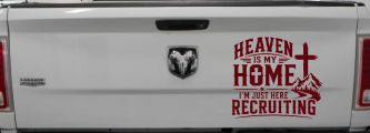 Heaven Is My Home I'm Here Recruiting Car or Truck Vinyl Window Decal Sticker (Purple Red)