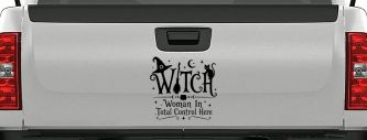 WITCH Women In Total Control Here Car Truck Vinyl Window Decal Sticker (Black)