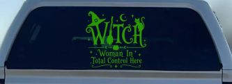 WITCH Women In Total Control Here Car Truck Vinyl Window Decal Sticker (Lime)