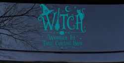 WITCH Women In Total Control Here Car Truck Vinyl Window Decal Sticker (Turquoise Blue)