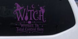 WITCH Women In Total Control Here Car Truck Vinyl Window Decal Sticker (Violet)