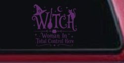 WITCH Women In Total Control Here Car Truck Vinyl Window Decal Sticker (Violet)