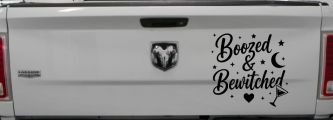 Boozed and Bewitched Car or Truck Vinyl Window Decal Sticker (Black)