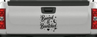 Boozed and Bewitched Car or Truck Vinyl Window Decal Sticker (Black)