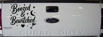 Boozed and Bewitched Car or Truck Vinyl Window Decal Sticker (Black)