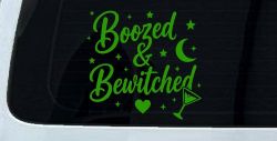 Boozed and Bewitched Car or Truck Vinyl Window Decal Sticker (Lime)
