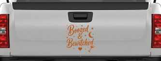 Boozed and Bewitched Car or Truck Vinyl Window Decal Sticker (Nut Brown)