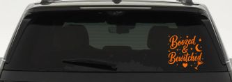 Boozed and Bewitched Car or Truck Vinyl Window Decal Sticker (Orange)