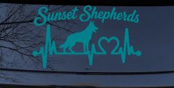 Sunset Shepherds Special Request Car or Truck Vinyl Window Decal Sticker (Turquoise Blue)