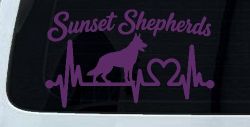 Sunset Shepherds Special Request Car or Truck Vinyl Window Decal Sticker (Violet)