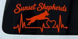Sunset Shepherds Jumping Special Request Car or Truck Vinyl Window Decal Sticker (Orange Red)